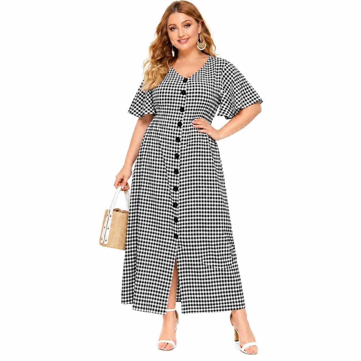ameri GINGHAM CHECK ALINE DRESS 美品AMERI GINGHAM CHECK 【公式通販】